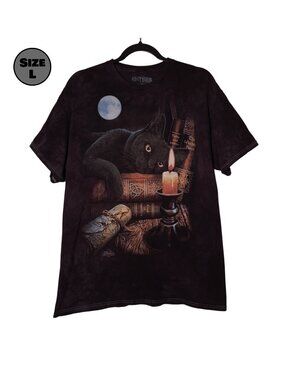 Cat Witch with Spell Books USED Shirt (L, Black, The Mountain, Lisa Parker)